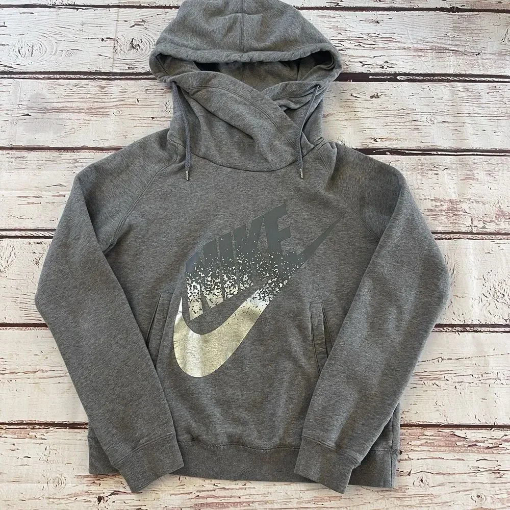Nike Women's‎ Hoodie Pullover Size Medium Activewear Gray Orange Tag